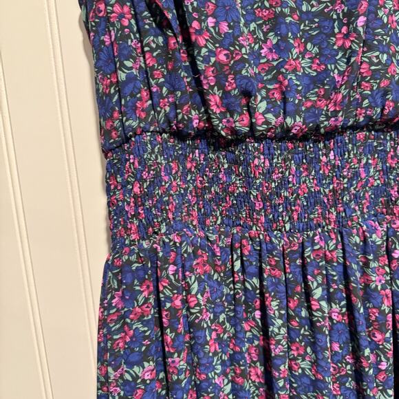 Lulus Evalina Blue Floral Mock Neck Midi Dress Size Small - Picture 4 of 8